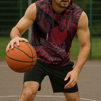 Hawaii King Kamehameha Sleeveless Hoodie With Hawaiian Ipu Motifs Red Version LT05 - Polynesian Pride