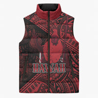 Hawaii King Kamehameha Sleeveless Puffer Jacket With Hawaiian Ipu Motifs Red Version LT05 Unisex Red - Polynesian Pride