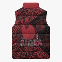 Hawaii King Kamehameha Sleeveless Puffer Jacket With Hawaiian Ipu Motifs Red Version LT05 - Polynesian Pride