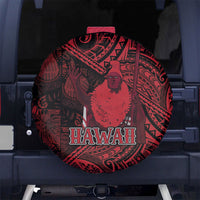 Hawaii King Kamehameha Spare Tire Cover With Hawaiian Ipu Motifs Red Version LT05 No hole Red - Polynesian Pride
