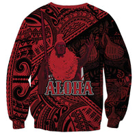 Hawaii King Kamehameha Sweatshirt With Hawaiian Ipu Motifs Red Version LT05 - Polynesian Pride