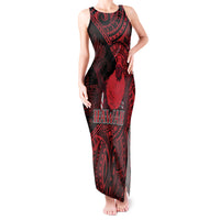 Hawaii King Kamehameha Tank Maxi Dress With Hawaiian Ipu Motifs Red Version LT05 Women Red - Polynesian Pride