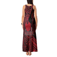 Hawaii King Kamehameha Tank Maxi Dress With Hawaiian Ipu Motifs Red Version LT05 - Polynesian Pride
