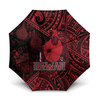 Hawaii King Kamehameha Umbrella With Hawaiian Ipu Motifs Red Version LT05 One Size Folded 11.42 inch Opened Diameter 37.4 inch Red - Polynesian Pride