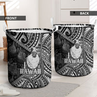 Hawaii King Kamehameha Laundry Basket With Hawaiian Ipu Motifs Black Version LT05 - Polynesian Pride