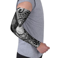 Hawaii King Kamehameha Arm Sleeves With Hawaiian Ipu Motifs Black Version LT05 - Polynesian Pride