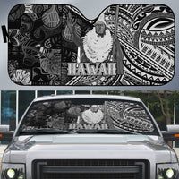 Hawaii King Kamehameha Auto Sun Shade With Hawaiian Ipu Motifs Black Version LT05 Black - Polynesian Pride