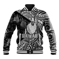 Hawaii King Kamehameha Baseball Jacket With Hawaiian Ipu Motifs Black Version LT05 Unisex Black - Polynesian Pride