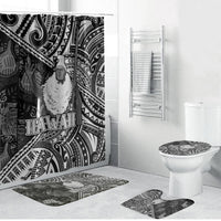 Hawaii King Kamehameha Bathroom Set With Hawaiian Ipu Motifs Black Version LT05 Bathroom Set (4 pcs) Black - Polynesian Pride