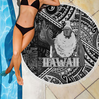 Hawaii King Kamehameha Beach Blanket With Hawaiian Ipu Motifs Black Version LT05 - Polynesian Pride