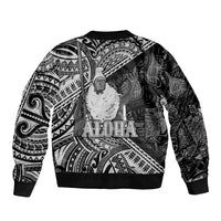 Hawaii King Kamehameha Bomber Jacket With Hawaiian Ipu Motifs Black Version LT05 - Polynesian Pride