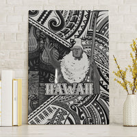 Hawaii King Kamehameha Canvas Wall Art With Hawaiian Ipu Motifs Black Version LT05 Without Frame Black - Polynesian Pride