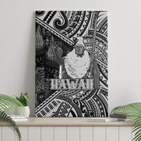 Hawaii King Kamehameha Canvas Wall Art With Hawaiian Ipu Motifs Black Version LT05 - Polynesian Pride
