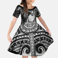 Hawaii King Kamehameha Family Matching Tank Maxi Dress and Hawaiian Shirt With Hawaiian Ipu Motifs Black Version
