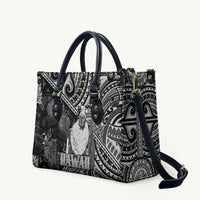 Hawaii King Kamehameha Leather Bag With Hawaiian Ipu Motifs Black Version LT05 Black - Polynesian Pride