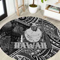 Hawaii King Kamehameha Round Carpet With Hawaiian Ipu Motifs Black Version LT05 Black - Polynesian Pride