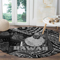 Hawaii King Kamehameha Round Carpet With Hawaiian Ipu Motifs Black Version LT05 - Polynesian Pride