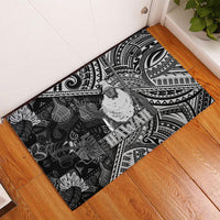 Hawaii King Kamehameha Rubber Doormat With Hawaiian Ipu Motifs Black Version LT05 - Polynesian Pride
