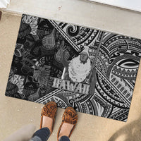 Hawaii King Kamehameha Rubber Doormat With Hawaiian Ipu Motifs Black Version LT05 - Polynesian Pride
