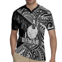 Hawaii King Kamehameha Rugby Jersey With Hawaiian Ipu Motifs Black Version LT05 - Polynesian Pride