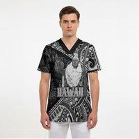Hawaii King Kamehameha Scrub Top With Hawaiian Ipu Motifs Black Version LT05 - Polynesian Pride