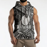 Hawaii King Kamehameha Sleeveless Hoodie With Hawaiian Ipu Motifs Black Version LT05 - Polynesian Pride