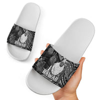 Hawaii King Kamehameha Slide Sandals With Hawaiian Ipu Motifs Black Version LT05 - Polynesian Pride