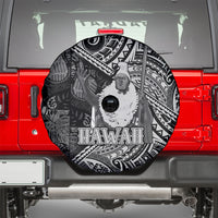 Hawaii King Kamehameha Spare Tire Cover With Hawaiian Ipu Motifs Black Version LT05 - Polynesian Pride