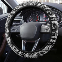 Hawaii King Kamehameha Steering Wheel Cover With Hawaiian Ipu Motifs Black Version LT05 - Polynesian Pride