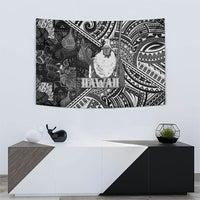 Hawaii King Kamehameha Tapestry With Hawaiian Ipu Motifs Black Version LT05 - Polynesian Pride