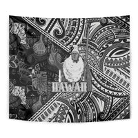 Hawaii King Kamehameha Tapestry With Hawaiian Ipu Motifs Black Version LT05 - Polynesian Pride