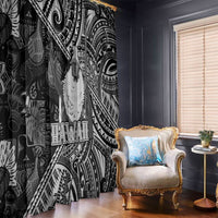 Hawaii King Kamehameha Window Curtain With Hawaiian Ipu Motifs Black Version LT05 - Polynesian Pride