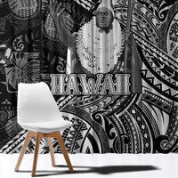 Hawaii King Kamehameha Window Curtain With Hawaiian Ipu Motifs Black Version LT05 - Polynesian Pride