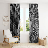 Hawaii King Kamehameha Window Curtain With Hawaiian Ipu Motifs Black Version LT05 - Polynesian Pride