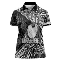 Hawaii King Kamehameha Women Polo Shirt With Hawaiian Ipu Motifs Black Version LT05 Female Black - Polynesian Pride