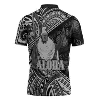 Hawaii King Kamehameha Zipper Polo Shirt With Hawaiian Ipu Motifs Black Version LT05 - Polynesian Pride