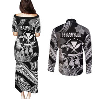 Hawaii Beautiful Hula Dancers Couples Matching Puletasi and Long Sleeve Button Shirt With Ipu Keke And Pahu Drum LT05 - Polynesian Pride