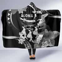 Hawaii Beautiful Hula Dancers Hooded Blanket With Ipu Keke And Pahu Drum LT05 One Size Black - Polynesian Pride