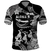 Hawaii Beautiful Hula Dancers Polo Shirt With Ipu Keke And Pahu Drum LT05 Black - Polynesian Pride