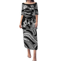 Hawaii Beautiful Hula Dancers Puletasi With Ipu Keke And Pahu Drum LT05 Long Dress Black - Polynesian Pride