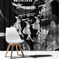 Hawaii Beautiful Hula Dancers Window Curtain With Ipu Keke And Pahu Drum LT05 - Polynesian Pride