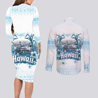 Hawaii Sugar Plantation Couples Matching Long Sleeve Bodycon Dress and Long Sleeve Button Shirt With Hawaiian Tapa Pattern LT05 - Polynesian Pride