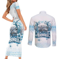 Hawaii Sugar Plantation Couples Matching Short Sleeve Bodycon Dress and Long Sleeve Button Shirt With Hawaiian Tapa Pattern LT05 - Polynesian Pride