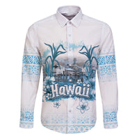 Hawaii Sugar Plantation Family Matching Off The Shoulder Long Sleeve Dress and Hawaiian Shirt With Hawaiian Tapa Pattern