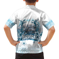 Hawaii Sugar Plantation Family Matching Short Sleeve Bodycon Dress and Hawaiian Shirt With Hawaiian Tapa Pattern