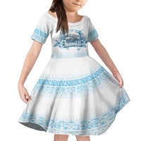 Hawaii Sugar Plantation Family Matching Summer Maxi Dress and Hawaiian Shirt With Hawaiian Tapa Pattern LT05 Daughter's Dress White - Polynesian Pride