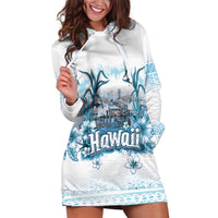 Hawaii Sugar Plantation Hoodie Dress With Hawaiian Tapa Pattern LT05 White - Polynesian Pride