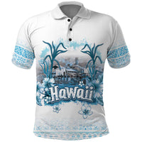 Hawaii Sugar Plantation Polo Shirt With Hawaiian Tapa Pattern LT05 White - Polynesian Pride
