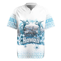 Hawaii Sugar Plantation Rugby Jersey With Hawaiian Tapa Pattern LT05 White - Polynesian Pride