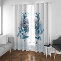 Hawaii Sugar Plantation Window Curtain With Hawaiian Tapa Pattern LT05 With Grommets White - Polynesian Pride